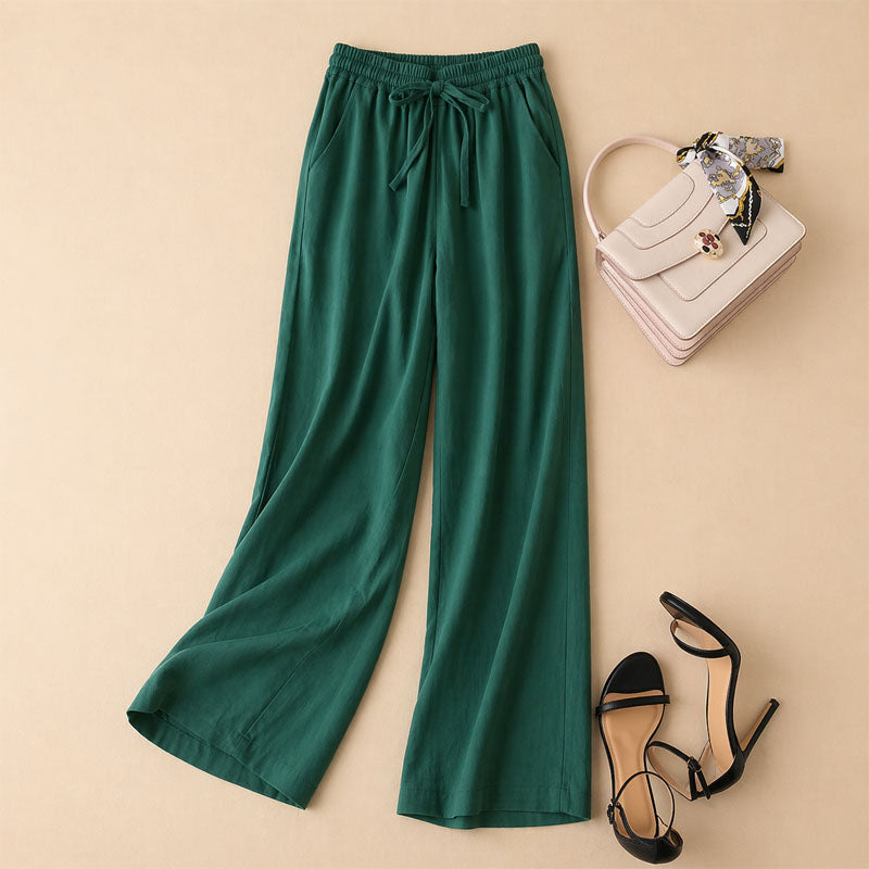 Arianna - Women’s Drawstring Wide Leg Linen Pants