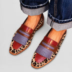 Audrey - Women’s Leopard Print Loafers with Tassel Detail
