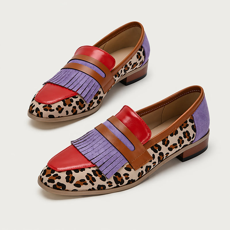 Audrey - Women’s Leopard Print Loafers with Tassel Detail