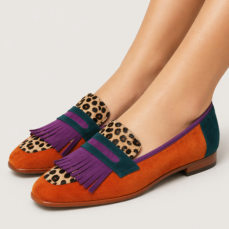 Audrey - Women’s Leopard Print Loafers with Tassel Detail