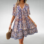 Aviana - V-Neck Bohemian Mini Dress