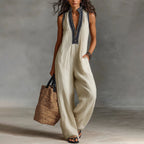 Becky - Women's Sleeveless Embroidered Neck Jumpsuit