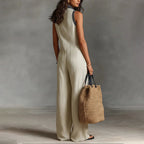 Becky - Women's Sleeveless Embroidered Neck Jumpsuit