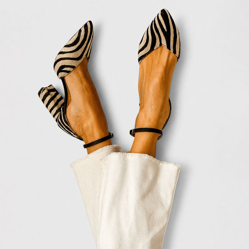 Beverly - Women's Zebra Print Pointed-Toe Slingback Heels