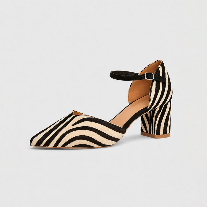 Beverly - Women's Zebra Print Pointed-Toe Slingback Heels