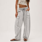 Blake - Women’s Wide Leg Pants with Contrast Stitching