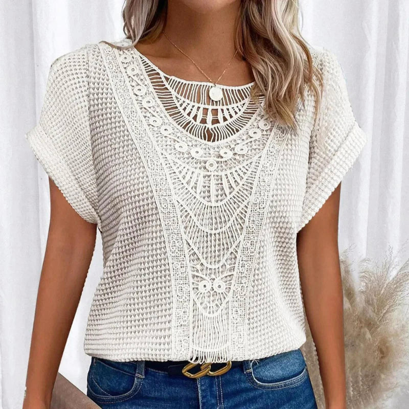 Brianna - Women's Crochet Short Sleeve Casual Top