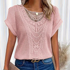 Brianna - Women's Crochet Short Sleeve Casual Top
