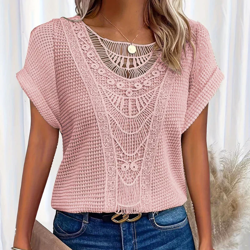 Brianna - Women's Crochet Short Sleeve Casual Top