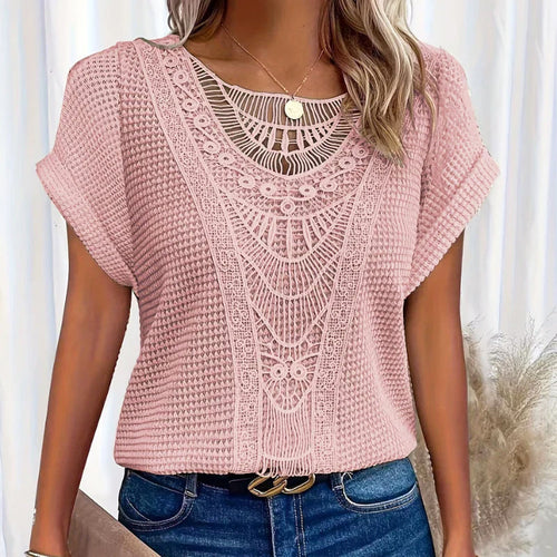 Brianna - Women's Crochet Short Sleeve Casual Top