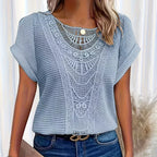 Brianna - Women's Crochet Short Sleeve Casual Top