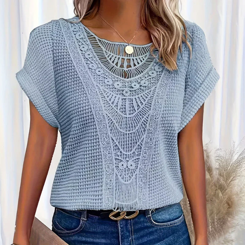 Brianna - Women's Crochet Short Sleeve Casual Top