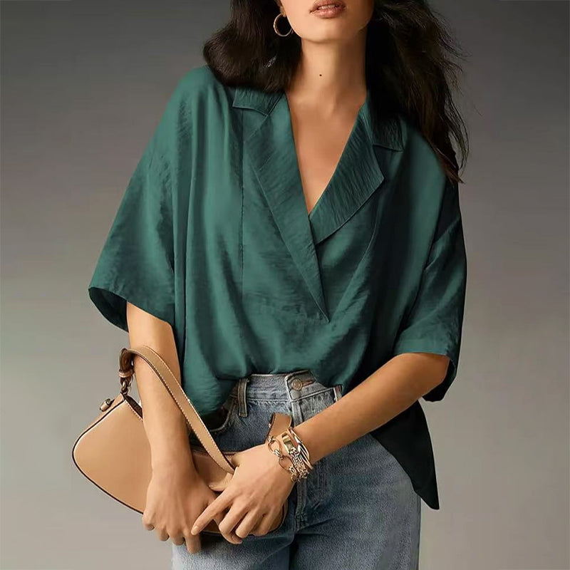 Brianna - Women's Open Lapel Relaxed Fit Blouse