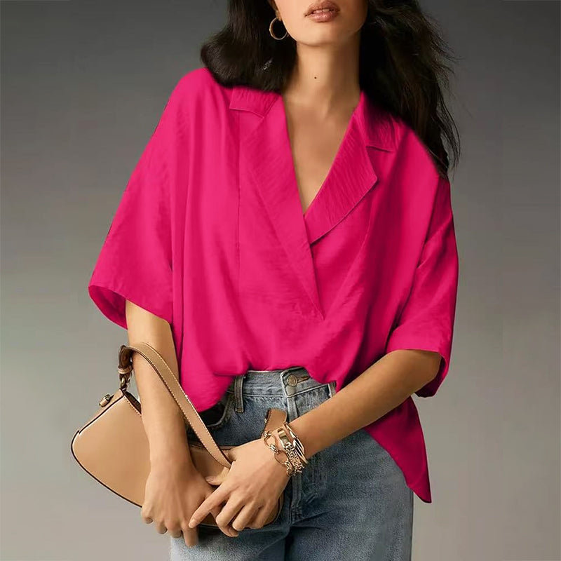 Brianna - Women's Open Lapel Relaxed Fit Blouse