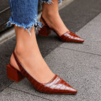 Brielle - Women’s Croc-Embossed Slingback Heels