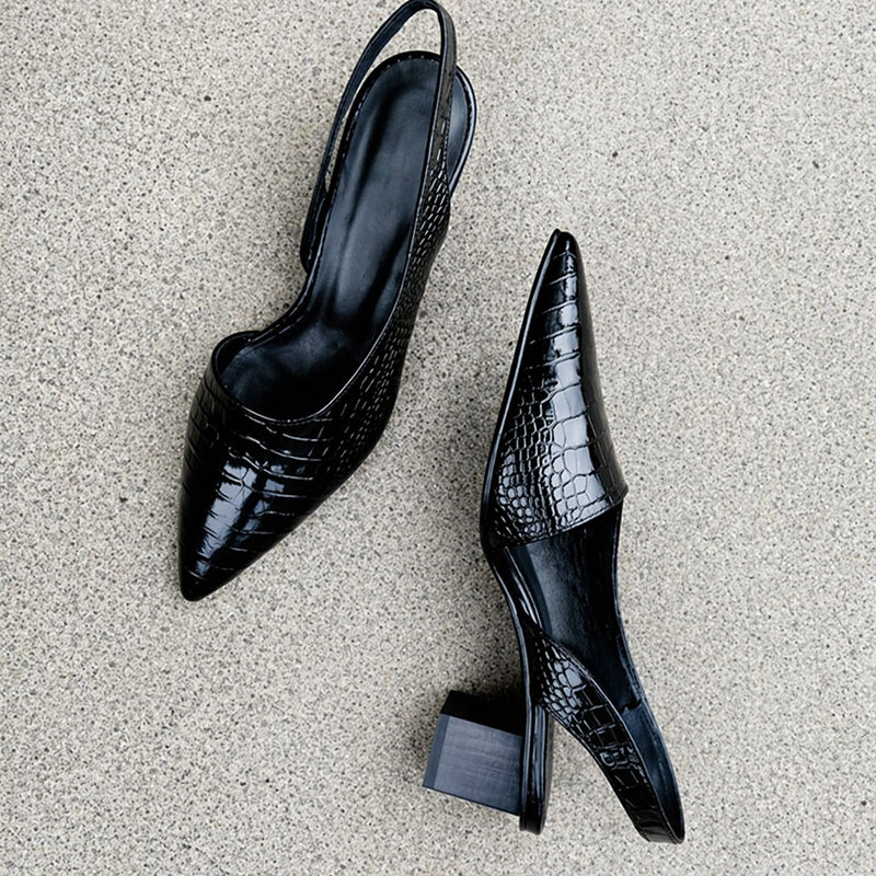 Brielle - Women’s Croc-Embossed Slingback Heels
