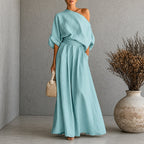 Brooke - Women’s Elegant Off-Shoulder Jumpsuit with Draped Design