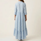 Callie - Women's Stand Collar Tiered Maxi Dress