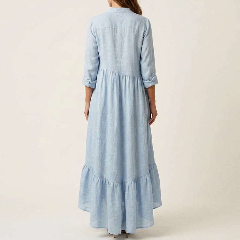 Callie - Women's Stand Collar Tiered Maxi Dress