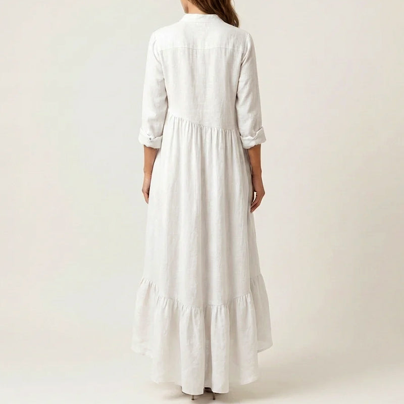 Callie - Women's Stand Collar Tiered Maxi Dress