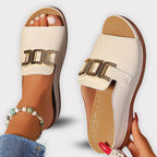 Camila - Slip-On Flat Sandals with Front Buckle