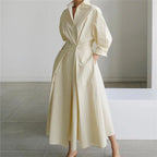 Caroline - Women’s Elegant Collared A-Line Maxi Dress
