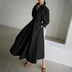Caroline - Women’s Elegant Collared A-Line Maxi Dress