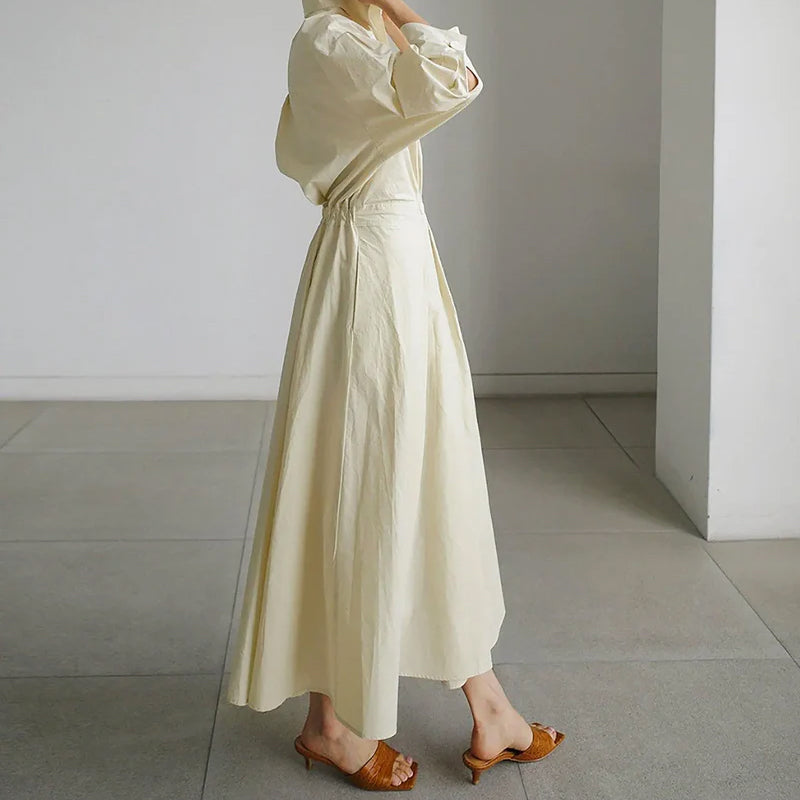 Caroline - Women’s Elegant Collared A-Line Maxi Dress