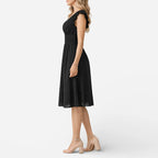 Caroline - Women's Eyelet Lace V-Neck Midi Dress