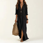 Casey - Women's Collared Maxi Shirt Dress