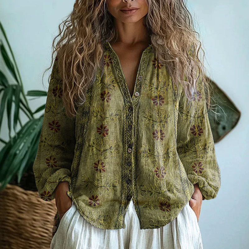 Catherine - Breathable Floral Long Sleeve Blouse