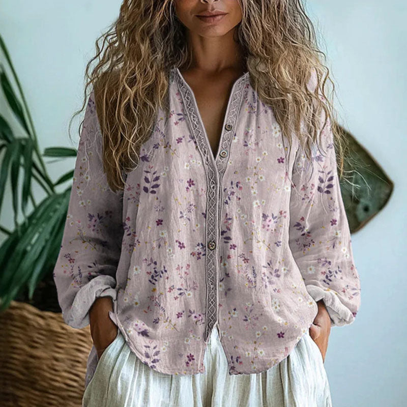 Catherine - Breathable Floral Long Sleeve Blouse