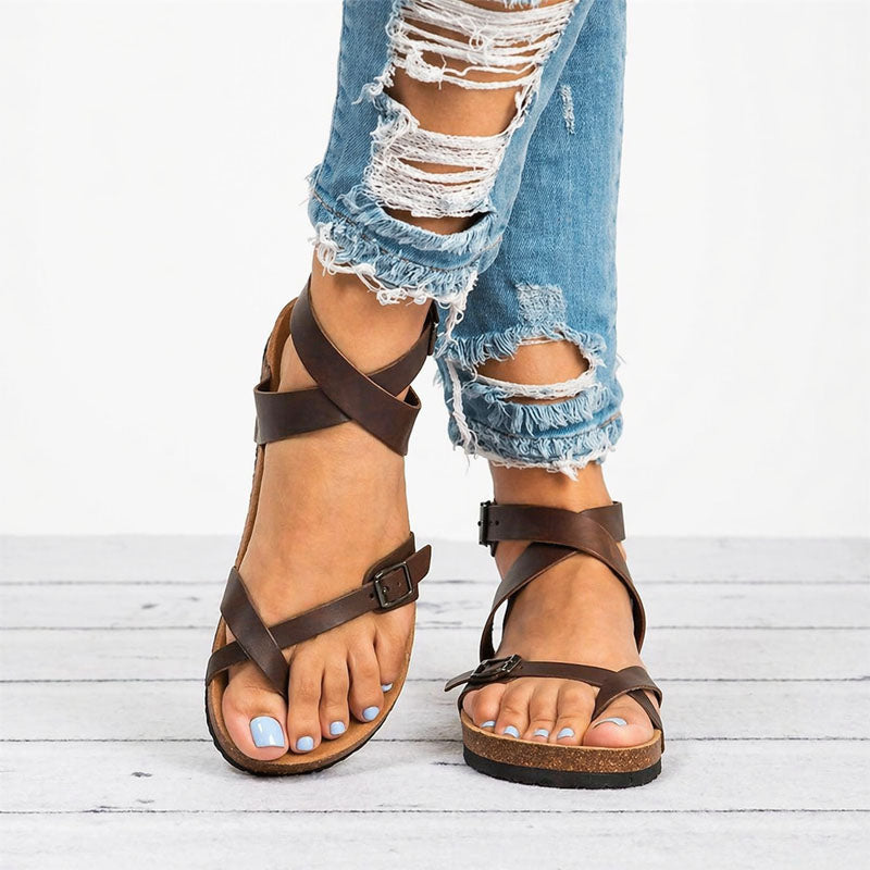 Celeste - Women’s Cross Strap Buckle Sandals