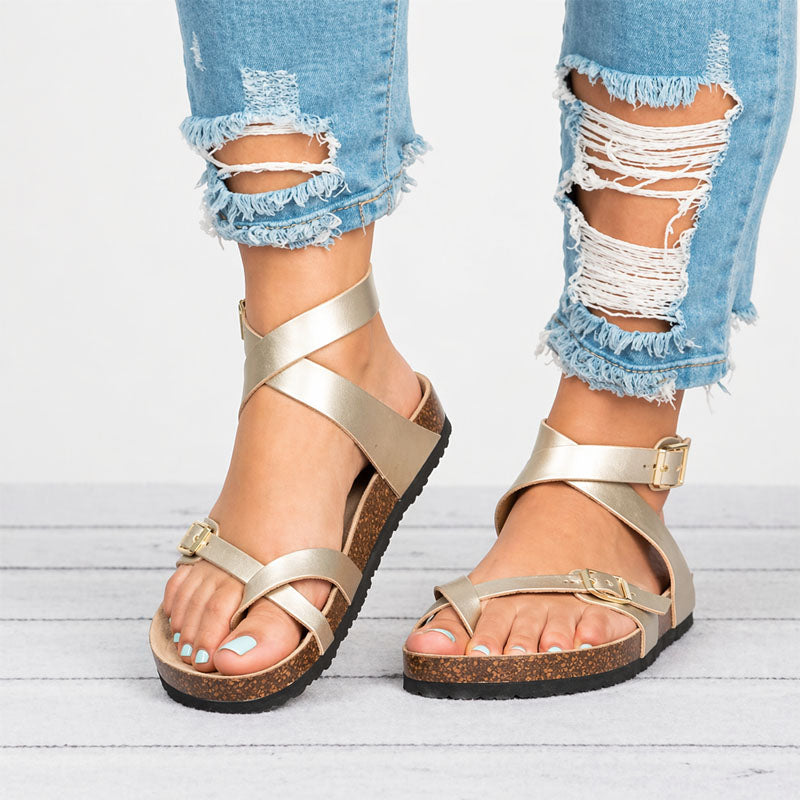 Celeste - Women’s Cross Strap Buckle Sandals