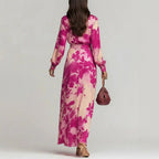 Celeste - Women’s Floral Wrap Maxi Dress with Sheer Sleeves