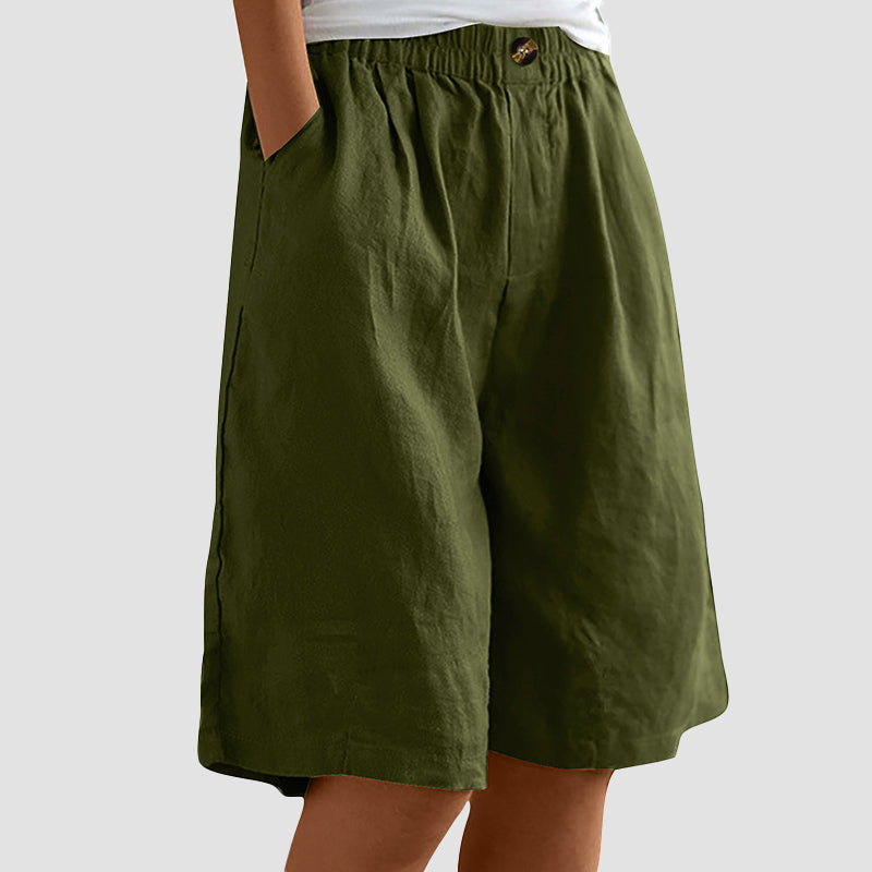 Charlotte - Casual Elastic Waist Shorts with Pockets
