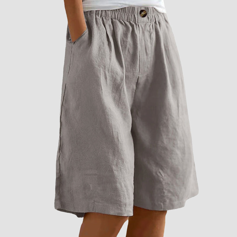 Charlotte - Casual Elastic Waist Shorts with Pockets