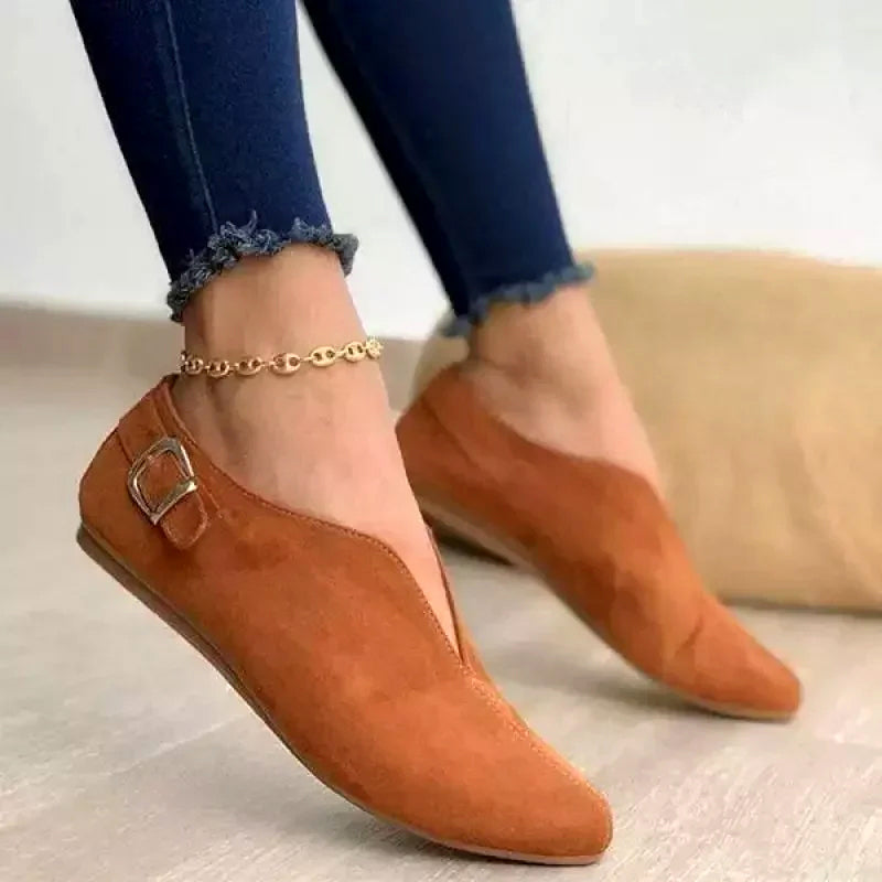 Charlotte - Women’s Soft Finish Buckle Flats