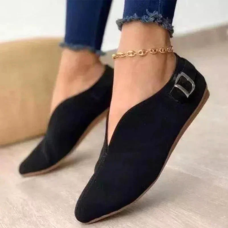 Charlotte - Women’s Soft Finish Buckle Flats