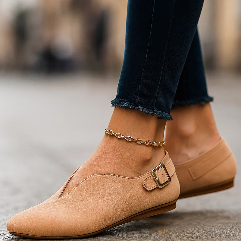 Charlotte - Women’s Soft Finish Buckle Flats