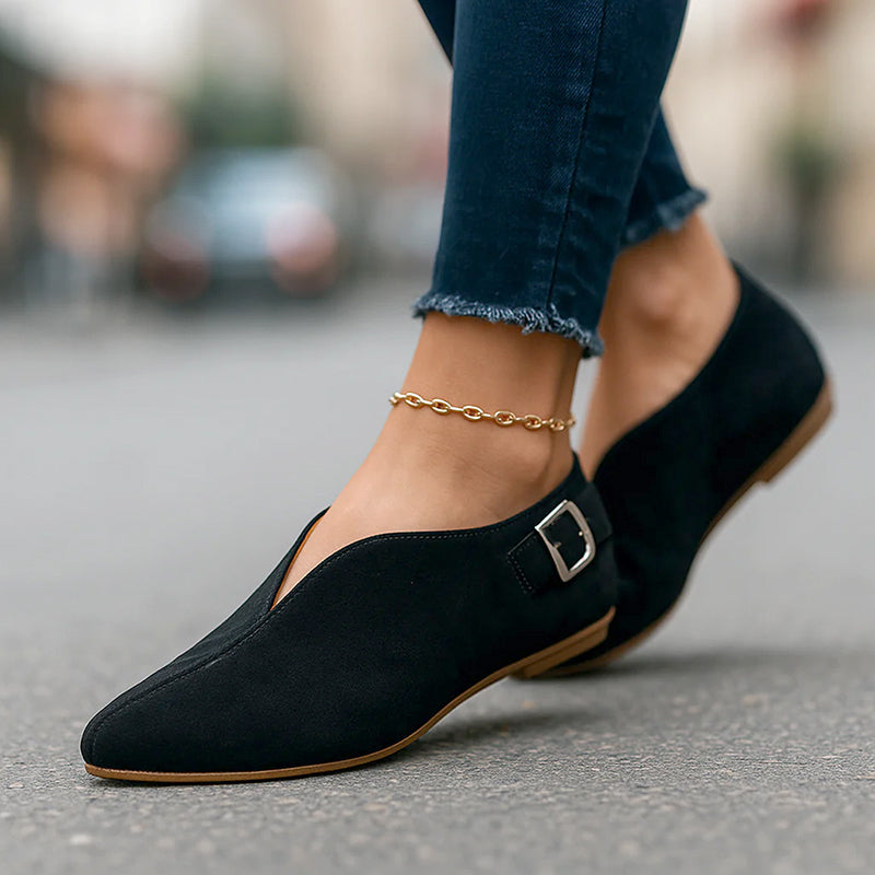 Charlotte - Women’s Soft Finish Buckle Flats