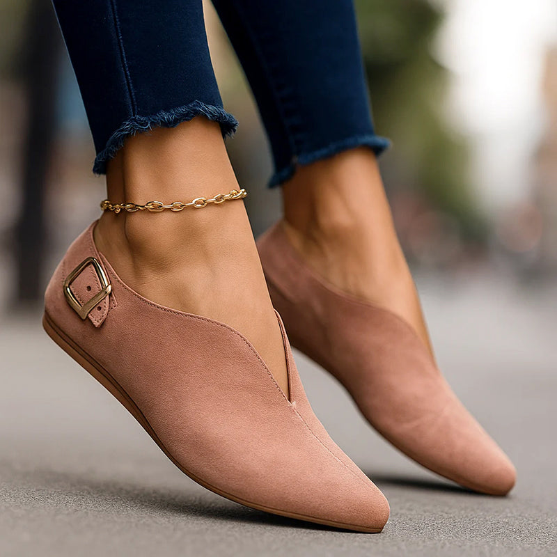 Charlotte - Women’s Soft Finish Buckle Flats