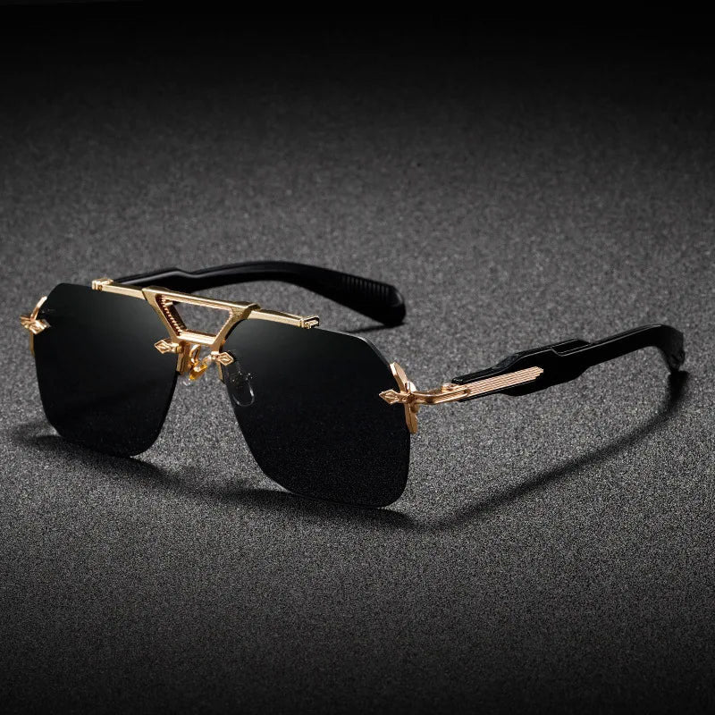 Cleo - Women's Geometric Frame Sunglasses with Sculpted Arms
