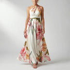 Coralie - Women's Floral Halter Flowing Maxi Dress