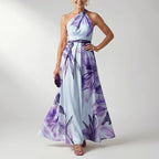 Coralie - Women's Floral Halter Flowing Maxi Dress