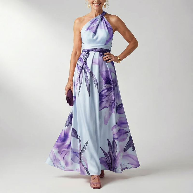 Coralie - Women's Floral Halter Flowing Maxi Dress