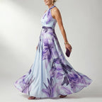 Coralie - Women's Floral Halter Flowing Maxi Dress