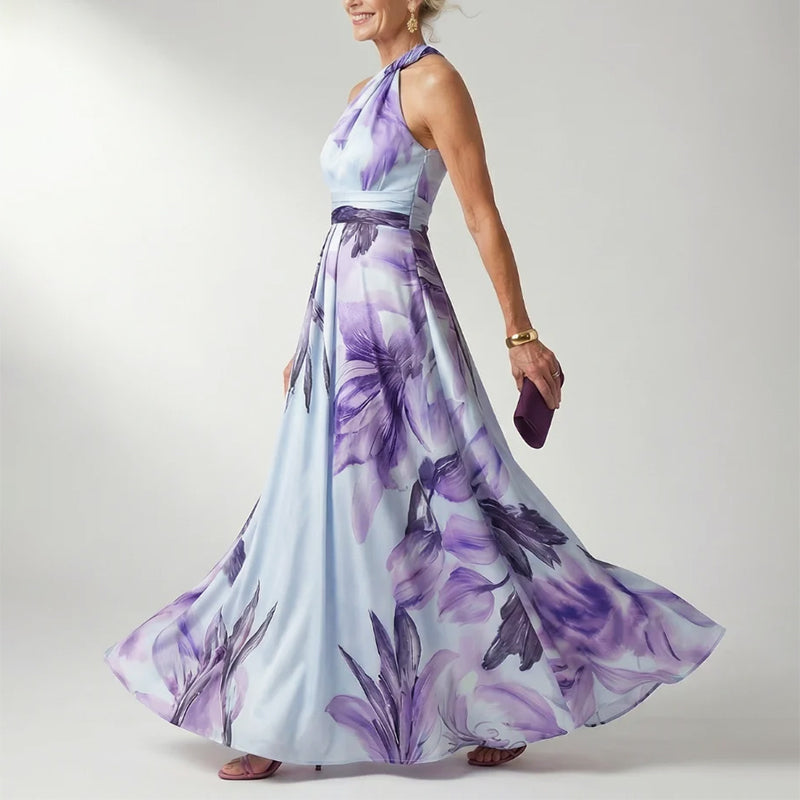 Coralie - Women's Floral Halter Flowing Maxi Dress