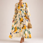 Courtney - Women's Abstract Floral V-Neck Midi Dress