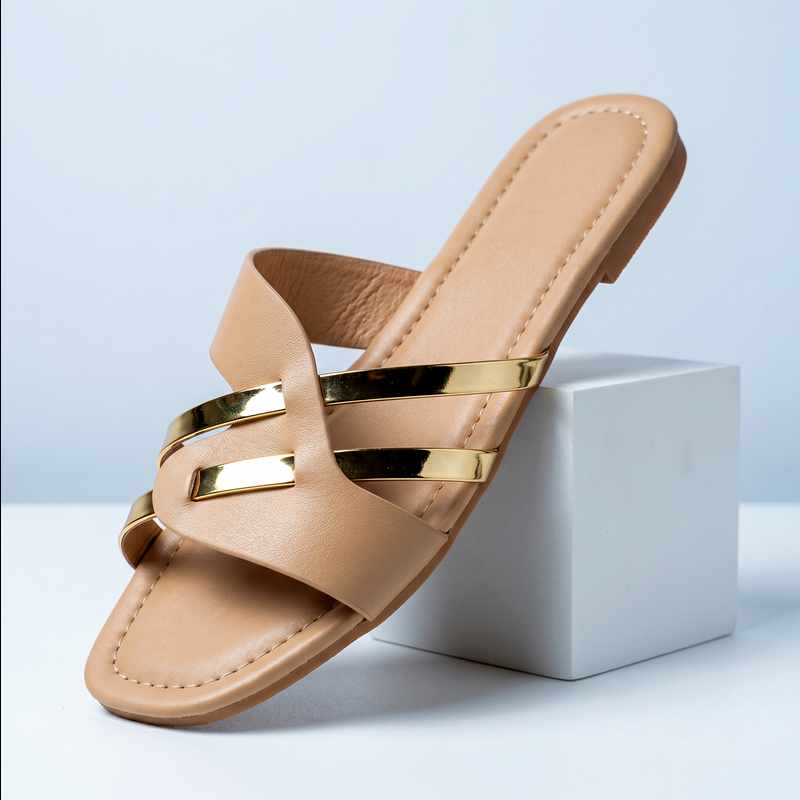 Cynthia - Leather Open Toe Comfort Footwear Slides